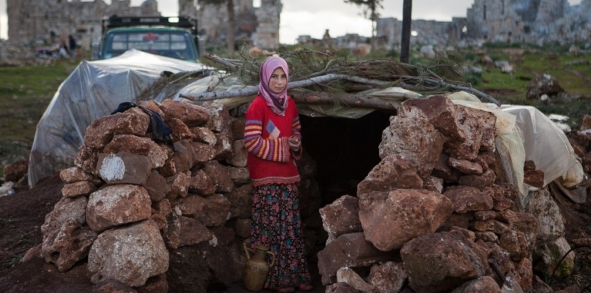 Des familles se sont réfugiées dans l'ancienne cité romaine de Serjilla. (Daniel Leal-Olivas-AFP)